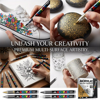 Bview Art – Lot de marqueurs acryliques rechargeables or et argent à pointe souple, stylos surligneurs pour l'art, sans bavure, superposables, à séchage rapide