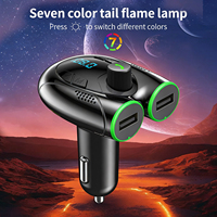 Transmisor FM MP3 BT para Auto, Multifuncional y Portátil, Cargador USB Tipo-C Dual, Kit Manos Libres, Pantalla Digital de Voltaje, 12V 24V 10m