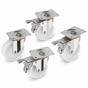 Roulettes pivotantes en caoutchouc marron 50 mm avec tige filetée M10 et frein latéral, sécurisées pour le sol, pour table basse et ottoman, rotation à 360° - Product Image 1