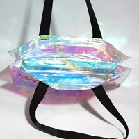 WAKIYA personnalisé taille L PVC holographique luxe sac fourre-tout dames sac à main décontracté fermeture ouverte imprimé logo chaîne sangle pour les mariages