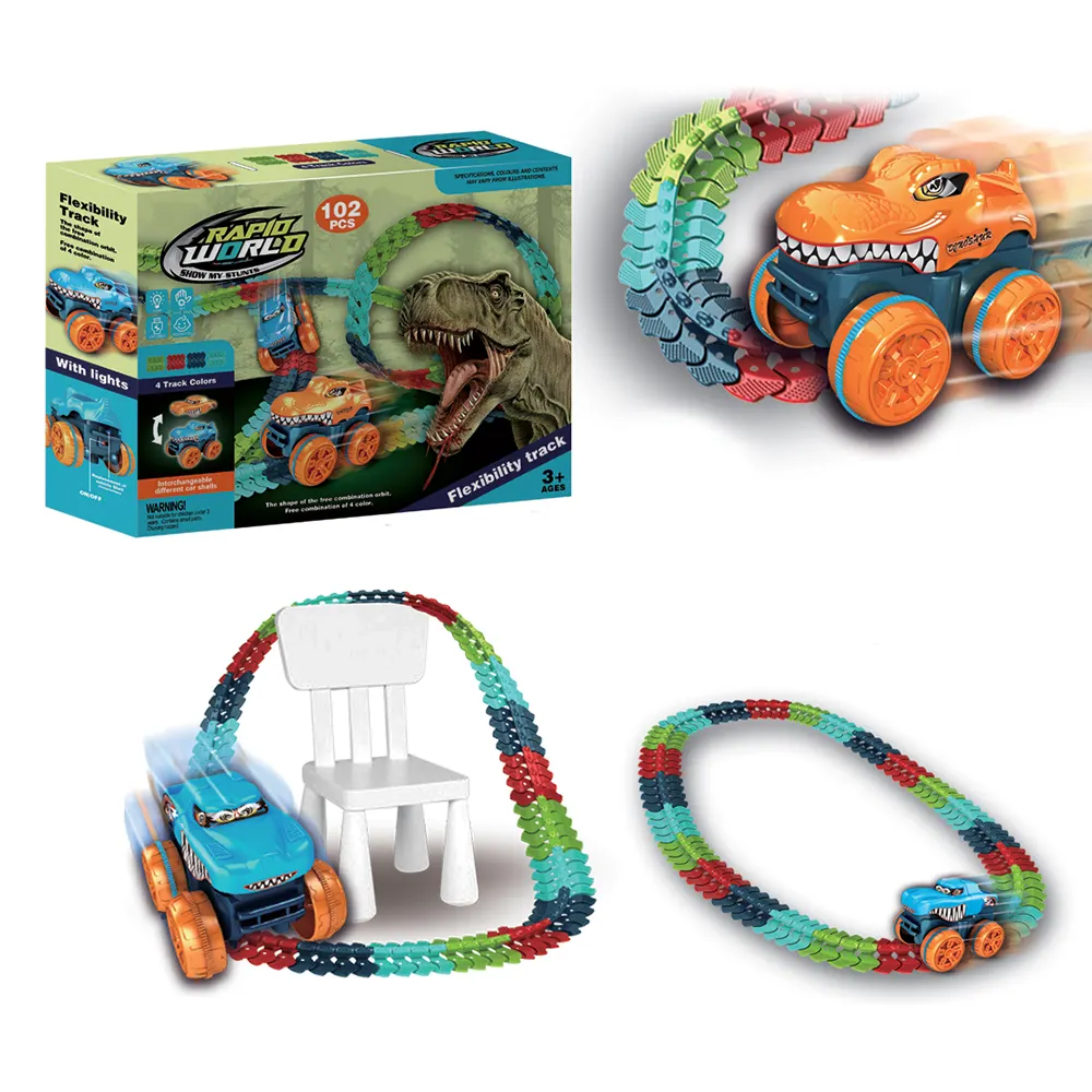 Großhandel 102pcs USB-Ladung 3,7 V Kunststoff elektrische DIY Auto Spur Spielzeug für Kinder