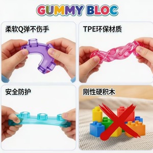 Ensemble de blocs de construction sensoriels souples en silicone, jouets éducatifs STEM pour enfants, blocs empilables en silicone souple - Product Image 5