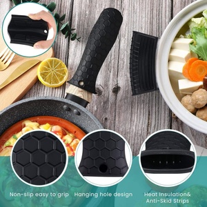 <b>8</b> Pcs Silicone Pot Holders Set Cast <b>Iron</b> Handle Cover Heat Resistant Pot Handle Covers for Frying Pan Kitchen Supplies(Black) - Product Image 2
