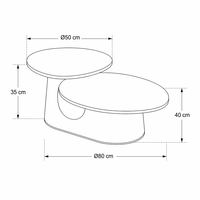 Juego de Mesa de Centro para Sala de Estar Global Export Avant Garde, Diseño Asimétrico de Pétalos, en Blanco y Negro, Dos Niveles, Panel de Vidrio y Piedra Tecnológica
