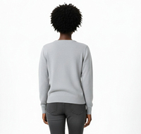 Pull à col rond pour femme, style preppy, motif ours, avec broderie, anti-rétrécissement et séchage rapide