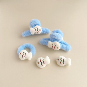 Nouveau créatif en peluche poisson sur le thème <span class=keywords><strong>cheveux</strong></span> accessoires élastiques pour queue de cheval pinces à griffes Snap Barrettes pour enfants filles maquillage décor - Product Image 2