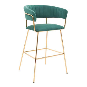 Bắc Âu Phong Cách Sang Trọng Cao Cấp Bọc Vàng Cao Nhung Thanh Quầy Phân Ghế Với Kim Loại Vàng Chân - Product Image 2