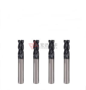 HRC45/55/60 penggiling ujung penggiling 4-flute CNC logam campuran keras 4-Flute persegi untuk melubangi dan mengebor - Product Image 2