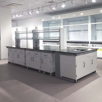 Banco central de estructura de acero de laboratorio de diseño moderno de alta calidad para uso en laboratorio dental de biología de Hospital escolar