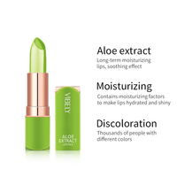 Baume à lèvres hydratant et waterproof à changement de couleur à l'aloe vera, longue tenue, en gros