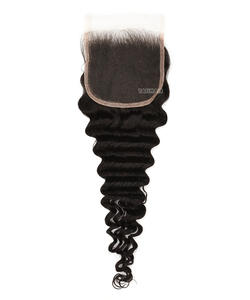 Pour HD dentelle fermetures Extensions 4x4 vague profonde non transformé cheveux brésiliens bruts Remy armure Machine Double trame cuticule cheveux - Product Image 5