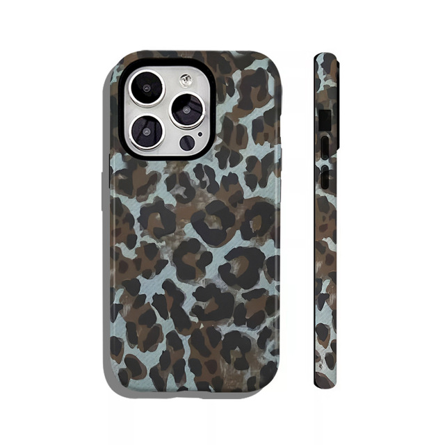 Leopard-pattern Edge-taped Magnetic Film Dual-purpose Product for iPhone 15/16/17
