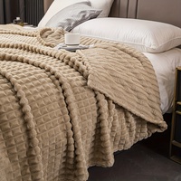 Couverture en flanelle à carreaux ultra-douce Couverture gaufrée rayée à carreaux pour chambre à coucher salon voiture canapé voyage