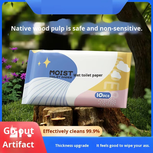 Paquet de 10 lingettes de nettoyage en papier toilette humide non tissées portables pour usage domestique pour essuyer les <span class=keywords><strong>fesses</strong></span> en cours - Product Image 3