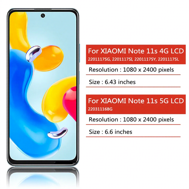 6.43'' High Quality Redmi Note 11S Touch Display Digitizer Assembly 2201117SG In-cell LCD Screen Replacement 3 Months 100%