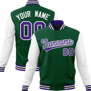 เสื้อแจ็คเก็ต Letterman Varsity สำหรับผู้ชายและผู้หญิง ผ้าคอตตอนผสม คอตั้ง ปักชื่อและหมายเลขได้ตามสั่ง สไตล์เบสบอล สตรีทแวร์ เสื้อโค้ทฤดูหนาว - Product Image 5