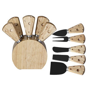 लकड़ी धारक के साथ 6 पीसी पनीर उपकरण स्टेनलेस स्टील ब्लेड मक्खन स्प्रेडर और पनीर चाकू - Product Image 3