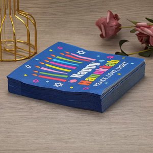 Happy Hanukkah Printed <b>Paper</b> Napkins 33x33cm Disposable Party Tableware Themed Celebration Decorations - Product Image 3