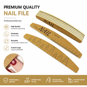 Lime à ongles demi-lune double face en sable gris, grain 100/150/180/240, pour manucure et pédicure, avec logo personnalisé - Product Image 1