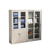 Archivador de Acero de Cuatro Niveles con Puerta de Vidrio para Gestión de Documentos en Oficinas, Archivos, Centros Médicos y Laboratorios