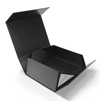 Boîtes cadeaux rigides magnétiques de luxe noires mates avec logo personnalisé, doublure en éponge, laminage mat, matériaux recyclés, marque premium