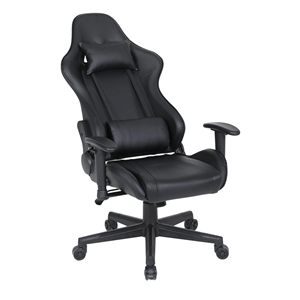 Chaise de jeu ergonomique moderne noire pivotante, élévateur inclinable, support en métal de haute qualité, fonction de massage en cuir, chaise de bureau à domicile - Product Image 1
