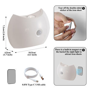 مصباح جداري مغناطيسي لاسلكي قابل لإعادة الشحن Usb حديث نورديك ديكور منزلي ذكي بجانب الدرج الداخلي - Product Image 6