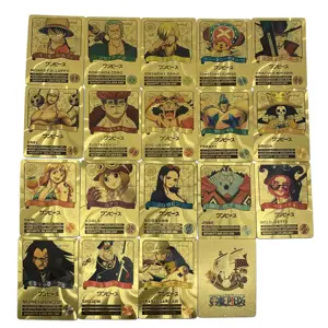 18 modelli Anime giapponesi One Piece lamina d'oro carte di plastica scimmia D Luffy Sanji Nico Robin Nami Sabo Shanks carte colorate richieste