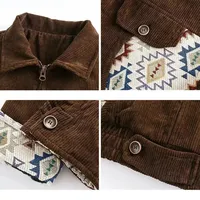 Vestes pour hommes LAYENNE, veste bomber en velours côtelé vintage japonaise pour hommes, veste varsity à motifs ethniques patchwork pour femmes, unisexe