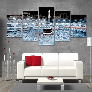 صورة مطبوعة على القماش طباعة ديكور اللوحة مجردة النفط الإسلامية 5 قطع غرفة المعيشة الحديثة المشهد جدار الفن