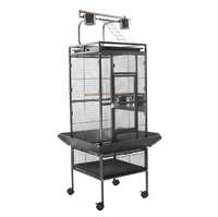 Vente en gros de cage à oiseaux de luxe, grande capacité, en métal noir, 4 roues, pour perroquet, canari, ara, perruche, oiseaux de compagnie