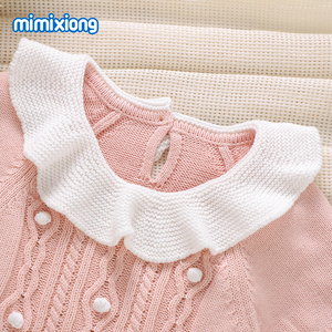 Nuovo stile 2024 Mimixiong bambina colore combinato vestiti a maglia 100% cotone <span class=keywords><strong>bella</strong></span> pagliaccetto estivo del bambino per le ragazze - Product Image 4