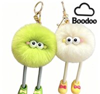 Gantungan Kunci Boneka Kartun Lucu dengan Isian Kapas PP Desain Rajutan Pom Pom Lembut untuk Menghilangkan Stres