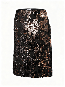 Minifalda de Lentejuelas Vintage para Mujer, Diseño Elegante, Corte Recto, Corta, Ajustada, de Poliéster Jersey Brillante - Product Image 4