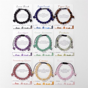 Bracciale in pietra preziosa naturale regolabile da 8mm <span class=keywords><strong>con</strong></span> nappe in <span class=keywords><strong>macramè</strong></span> intrecciate alla moda <span class=keywords><strong>con</strong></span> perle di Chakra Reiki carta regalo per coppie - Product Image 2