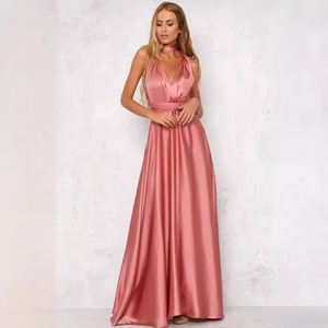 Vestido Formal <span class=keywords><strong>de</strong></span> Verano para Mujer, Estilo Europeo y Americano, Cuello en V Profundo, Color Sólido, Satinado, Largo, para Eventos Nocturnos - Product Image 5
