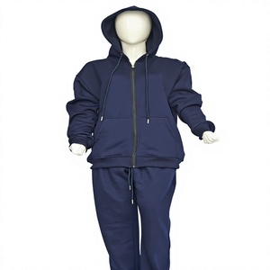 Custom Navy Tracksuit Set Full Zip Sportswear Jogger <b>Pants</b> 100% Organic Cotton Quick Dry Wholesale Manufacturer Private Label - Product Image 1