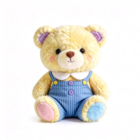 En gros, Peluche ours jaune mignon en tissu doux avec salopette