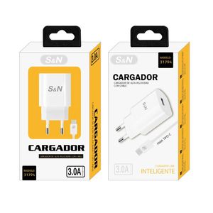 S&N Cargador Tipo <b>C</b> 3.0A Inteligente Con <b>Cable</b> Para Dispositivos Modernos - Product Image 1