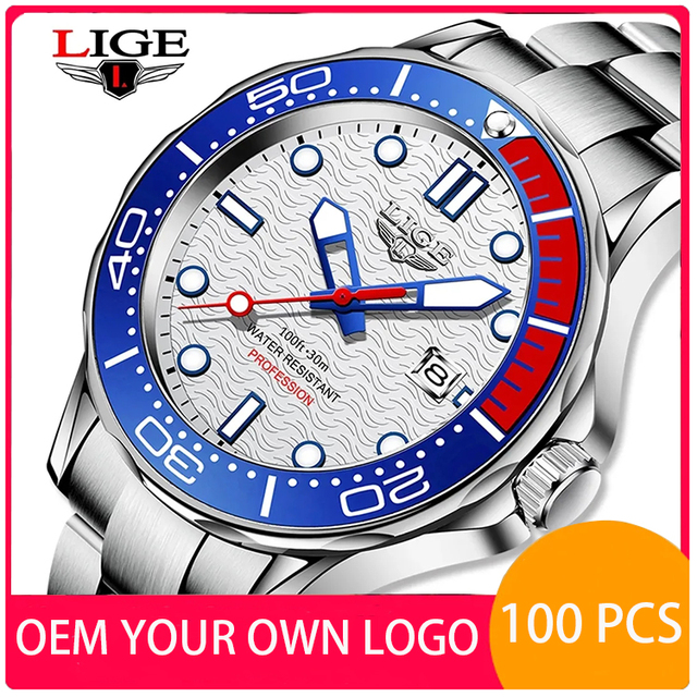 Custom Your Own Logo  8936 Men Luxury Quartz Watches Reloj Luminous Date High End Private Label Stainless Steel Male Watch