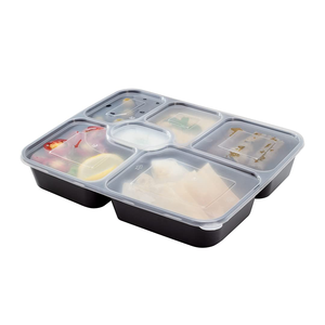 NOVISON Modern <b>Plastic</b> 5-Compartment Meal Prep Container BPA Free Microwavable Disposable Food Storage with Lid - Product Image 1