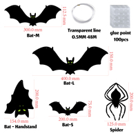 Décorations d'Halloween, chauve-souris noire effrayante, araignée avec des yeux lumineux, décoration suspendue, décoration de fête pour la maison, la cour, le jardin, la pelouse