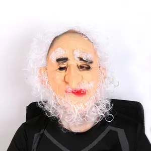 ハロウィーンの黒と白の髪のフック鼻老人マスクハロウィーンの装飾と消耗品のためのハロウィーンパーティー接着剤マスク