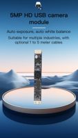 Module de caméra USB 5MP pour la sécurité et la vision embarquée, CMOS 1/4 ", 2592*1944 30fps, 65 °   FOV, UVC, carte ultra-mince 60*8mm