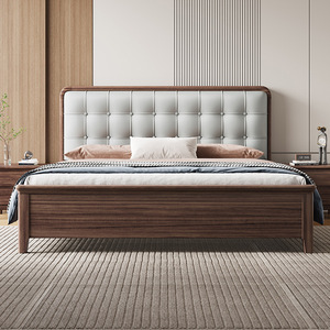 Cama doble moderna tapizada en madera de palisandro con caja de almacenamiento alta para dormitorio - Product Image 4