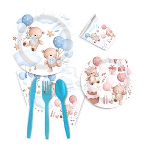 Set Moderno di Piatti di Carta, Tovaglioli e Bicchieri a Tema Orso per Feste di Neonati, Decorazioni per Tavola, Articoli per Feste di Compleanno per Bambini Transfrontalieri - Product Image 1
