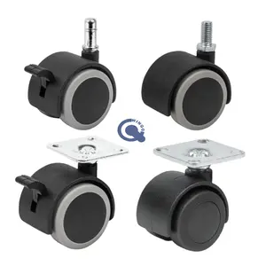 Caster Factory Direct Supply 1.5 Inch 60mm Small Plastic Black Furniture Chair Bearing Caster Wheels Caster