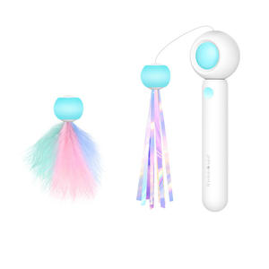 Pabrik desain baru dapat disesuaikan mewah ramah lingkungan ditarik plastik menggoda hewan peliharaan interaktif mainan kucing tongkat penggoda untuk dalam ruangan - Product Image 1