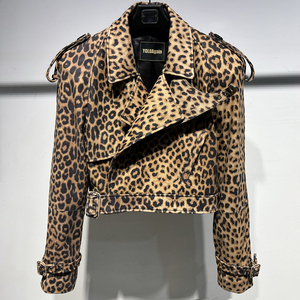 Áo khoác bomber mùa đông nữ thu đông 2025 chất liệu da cừu thật, kiểu dáng casual, họa tiết da báo, nhuộm màu trơn, áo khoác da thật - Product Image 2