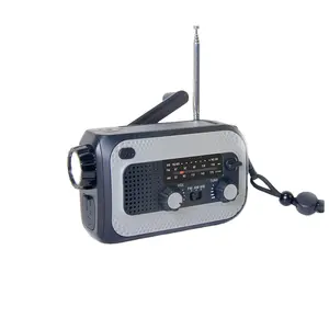 Son tasarım acil radyo el krank güneş AM FM WB ile şarj edilebilir radyo LED el feneri